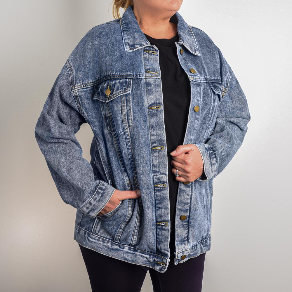 WOMEN'S DTG DENIM JACKET | LEAVE NO PINS STANDING | SPARE ME