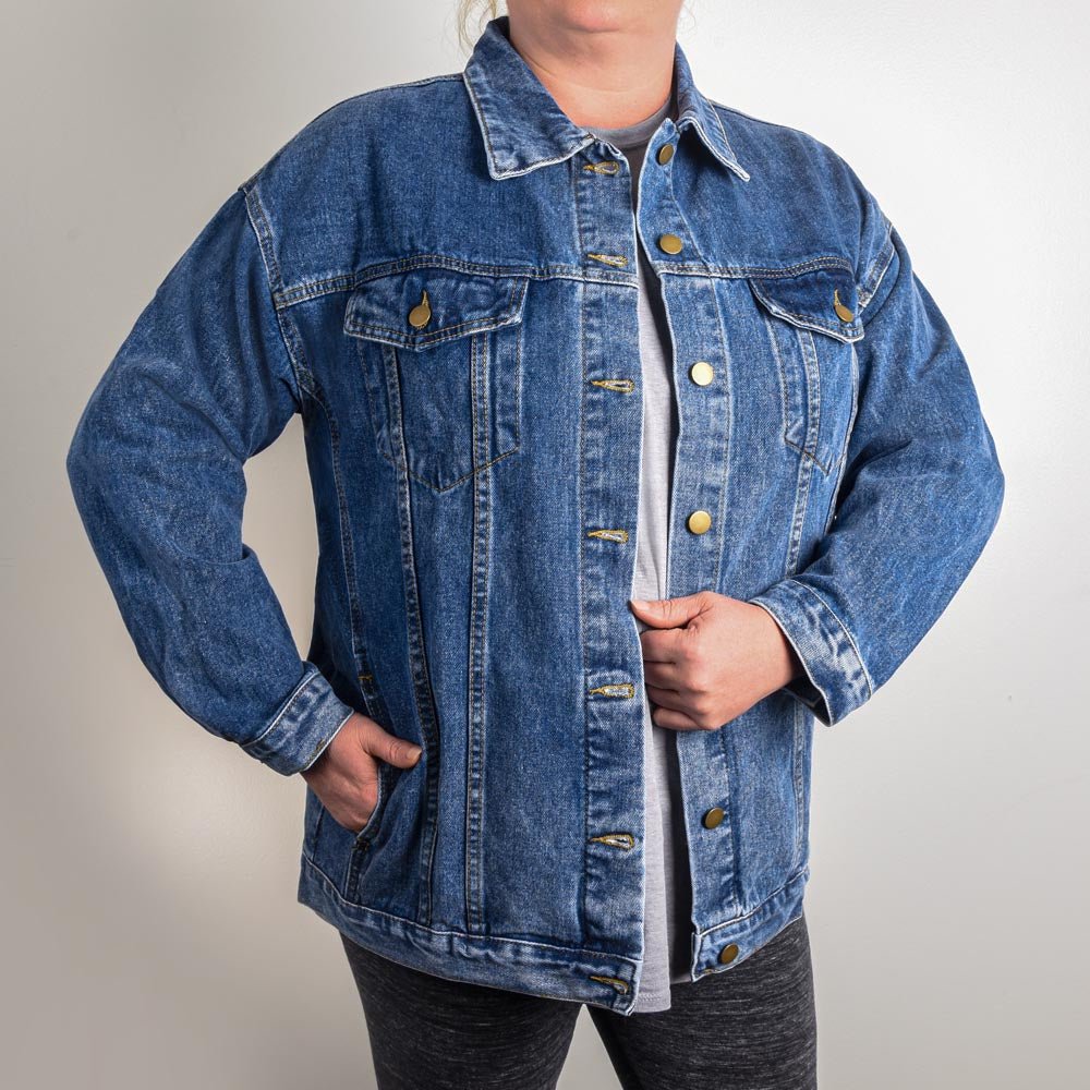 WOMEN'S DTG DENIM JACKET | LEAVE NO PINS STANDING | SPARE ME