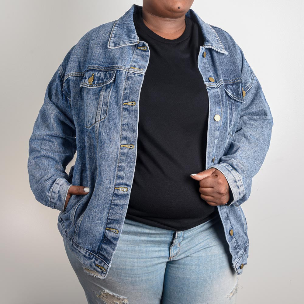 WOMEN'S DTG DENIM JACKET | LEAVE NO PINS STANDING | SPARE ME