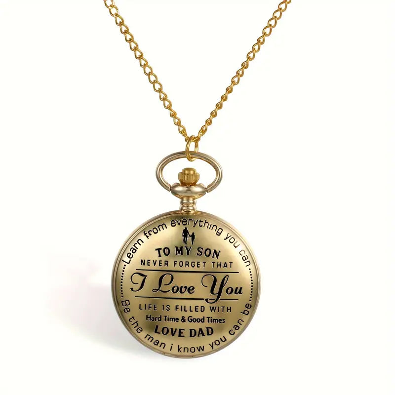 Engraved To My Son Pocket Watch Necklace (NEW STILL IN PACKAGE)