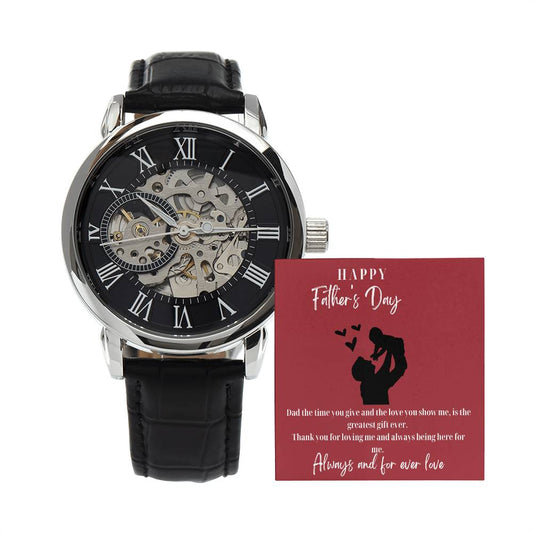 Happy Father's Day |  Men's Openwork Watch with Message Card