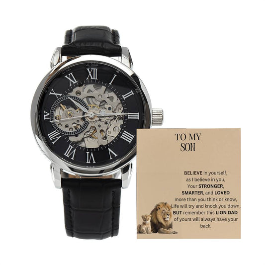 MEN'S OPENWORK WATCH with message card