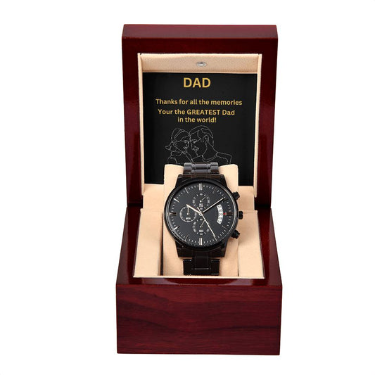 BLACK CHRONOGRAPH WATCH | WITH MESSAGE CARD