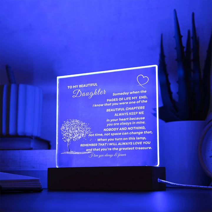 To My Beautiful Daughter | Always Keep Me In Your Heart! | square Acrylic Plaque (led Lights)